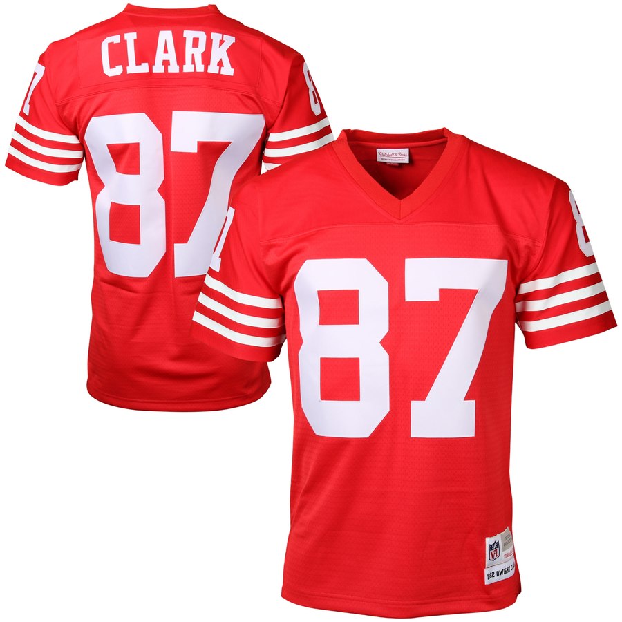 Mens San Francisco 49ers Dwight Clark Mitchell & Ness Scarlet Retired Player Vintage Replica Jersey